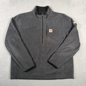 Carhartt Jacket Mens Large Gray Dalton 1/2 Zip Pullover Fleece Workwear Logo